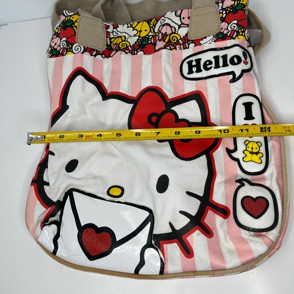 Hello Kitty Loungefly Tote Canvas Faux Leather Open Top Bag VINTAGE - Picture 11 of 12
